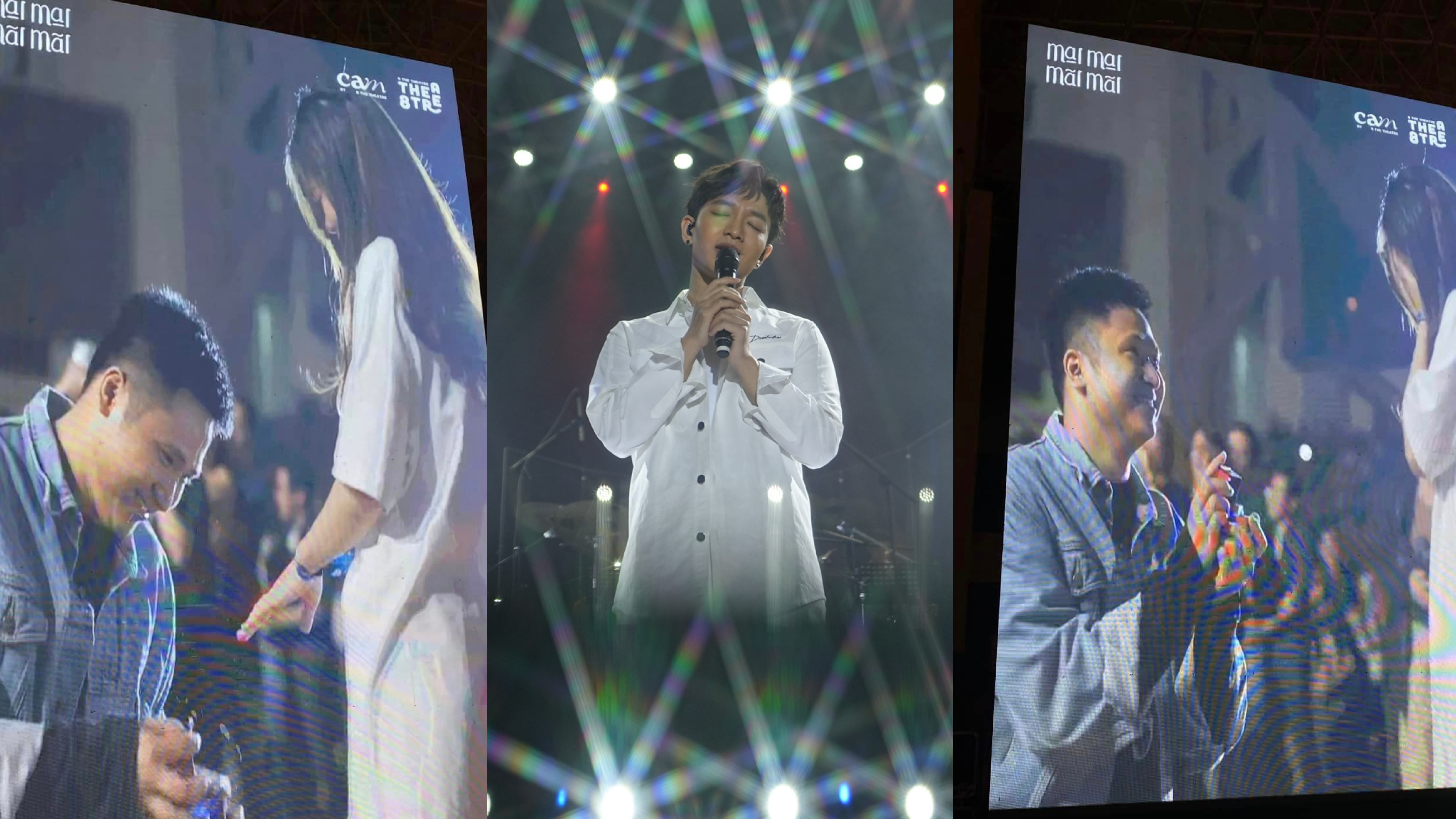 Ngay khi tiết mục của ca sĩ Hoàng Dũng đang trình bày, chàng trai Duy Anh đã bất ngờ tỏ tình bạn gái mình - Mỹ Linh (ảnh: Cam by 8 the Theatre)